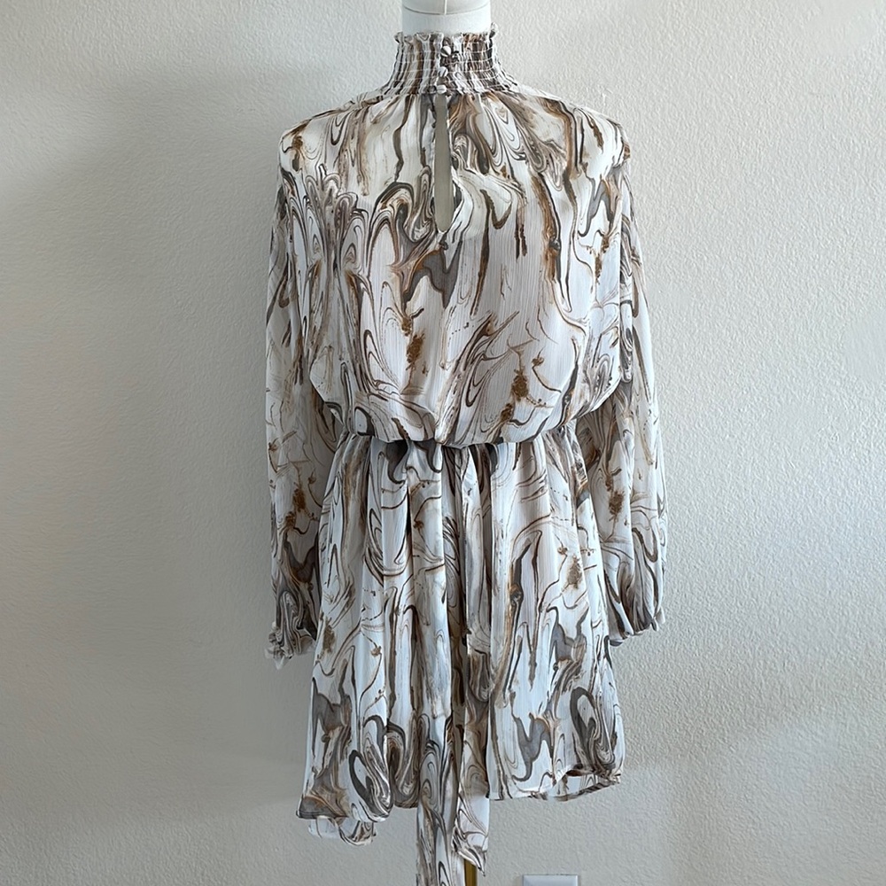 Banana Republic smoked neckline,  sheet belted dress